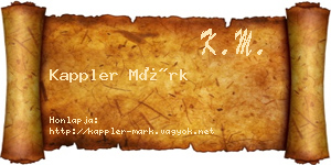 Kappler Márk névjegykártya